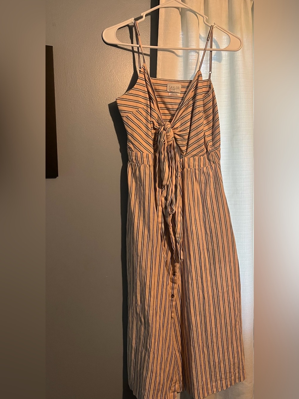 SAYLOR Blush Striped Tie-Front Maxi Dress with cut out
